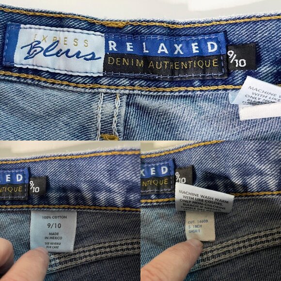 Vintage 90’s Express Bleus High Rise Button Fly Blue Denim Shorts Womens Size 29 - Picture 3 of 7